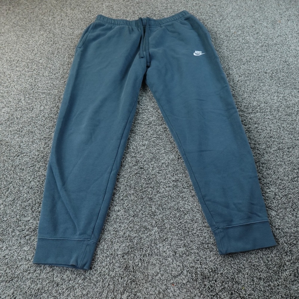 Nike Pants Mens L Blue Swoosh Dri Fit‎ Drawstring Jogger Warmup Sweatpants Gym